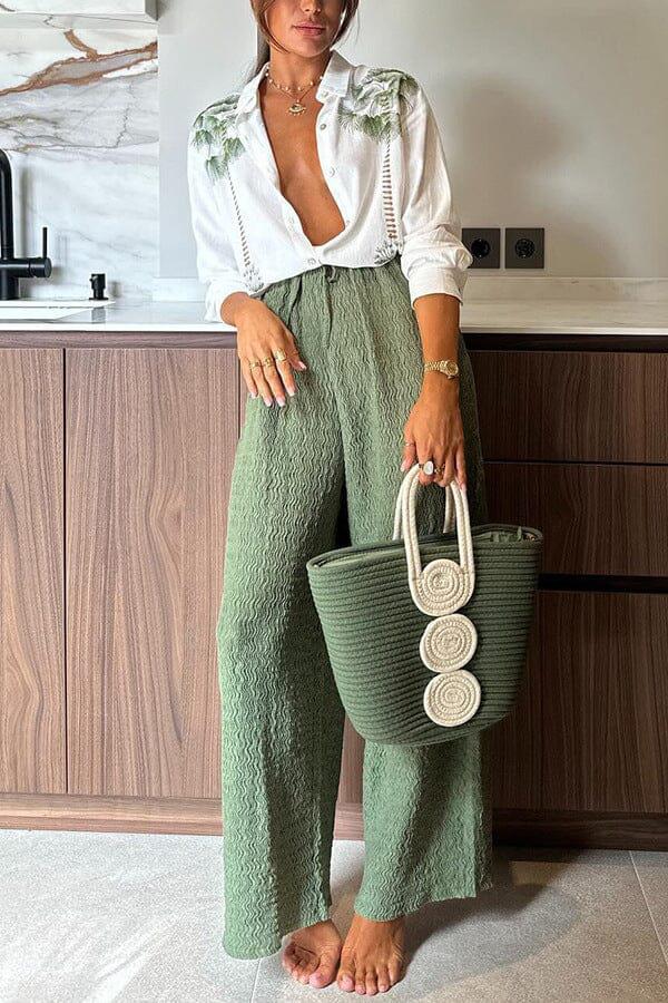 Tenue Avec Pantalon Vert Kaki Tenue Pantalon Large Taille Haute