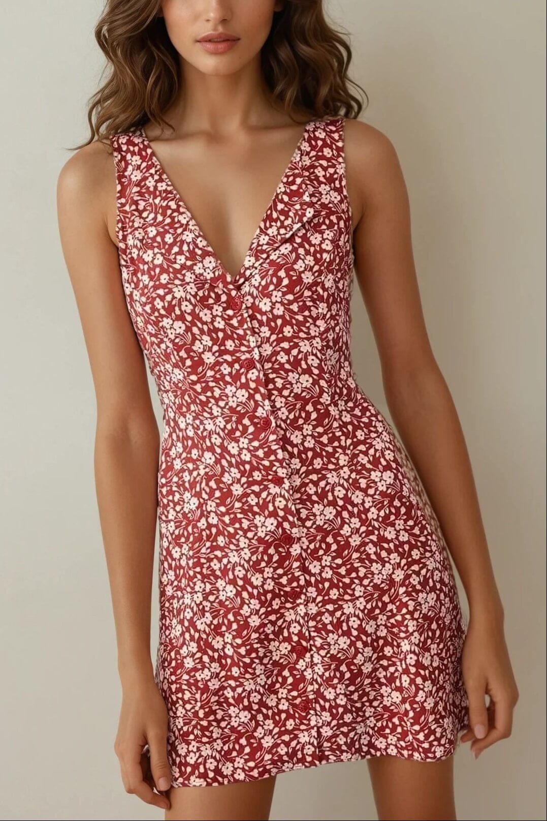 Robe Légère Petite Robe Fleurie Ete Robe Rouge Fleurie Tissu Doux