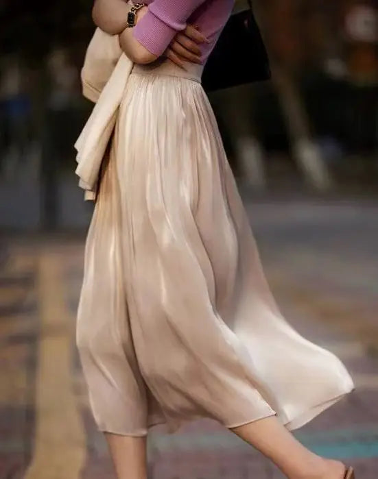 Jupe plissée longue dorée - les petits imprimés - eshop jupe plissée