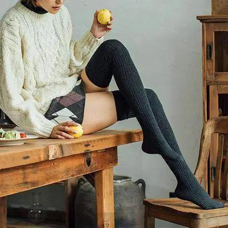 bas mi-cuisse en laine chaude les petits imprimés