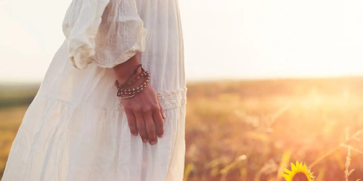 Robe bohème blanche en lin.