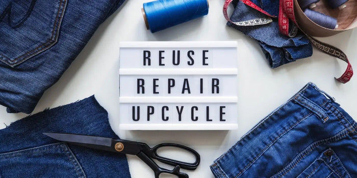 Cycle vertueux de l'écologie pour les vêtements : réutiliser, réparer, transformer.