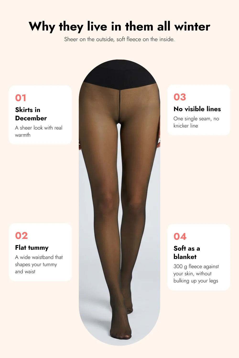 Flat Belly Fleece Tights - Elsa