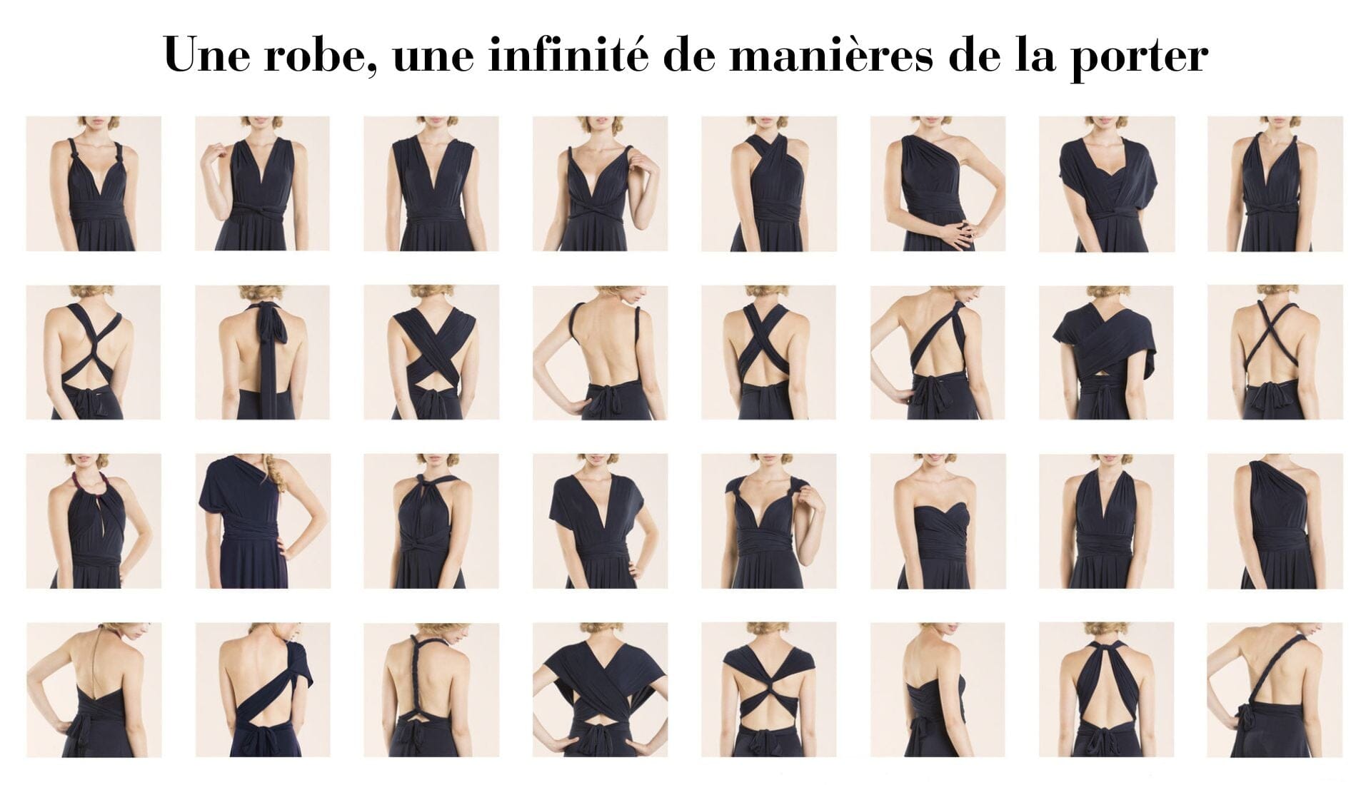 robe multiposition marina offrant une infinité de manières de la porter, parfaite pour toutes occasions et morphologies