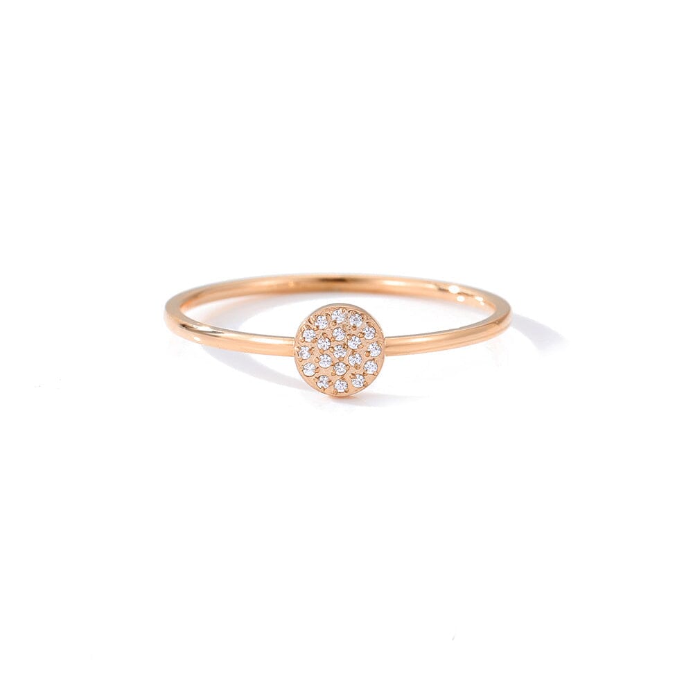 bague cercle alice en or rose avec cercle de diamants zirconium, bijou minimaliste élégant pour femmes, idéale pour cadeaux