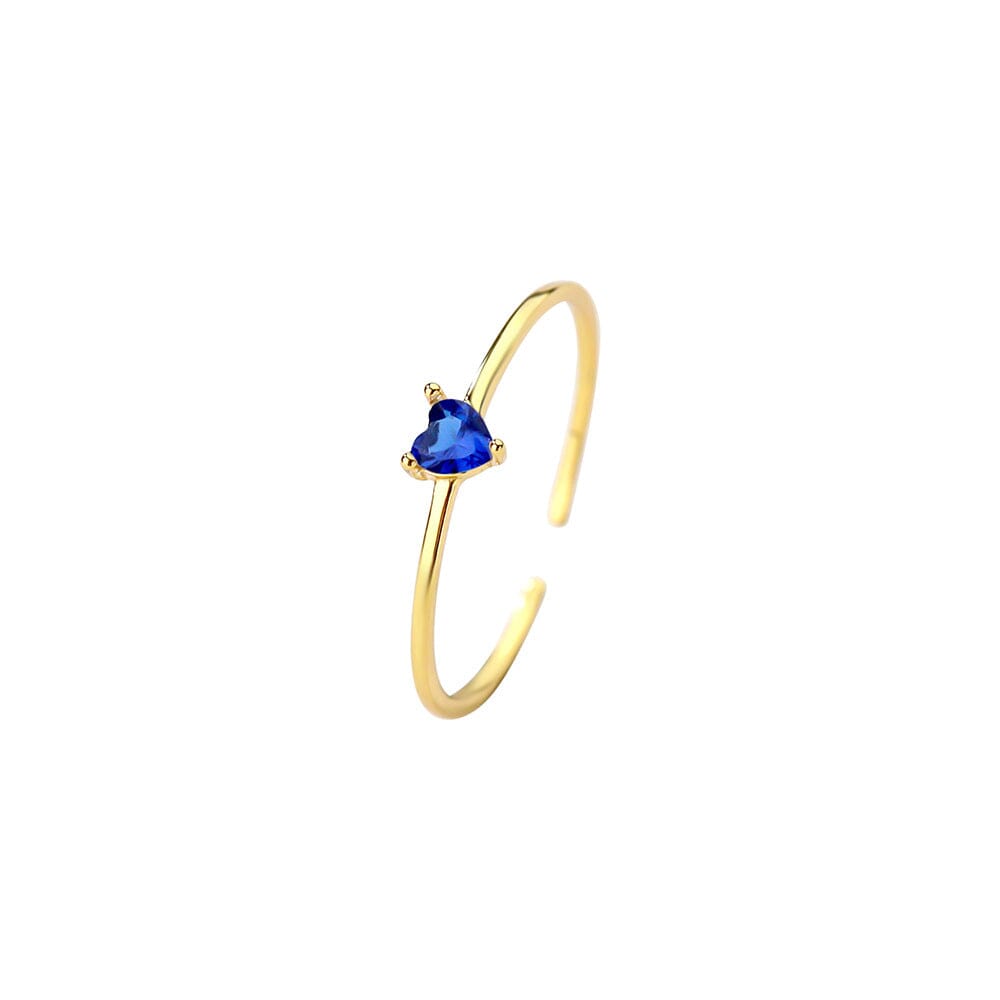 bague fine en or avec diamant en forme de cœur bleu, modèle elsa, élégante et délicate, idéale pour des occasions spéciales