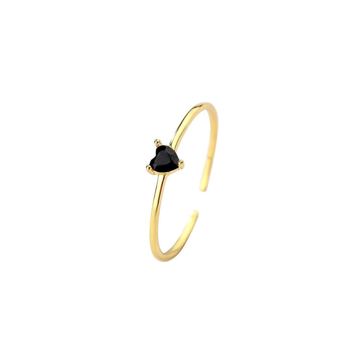 bague coeur diamant en or avec pierre précieuse noire en forme de cœur pour femme, modèle elsa