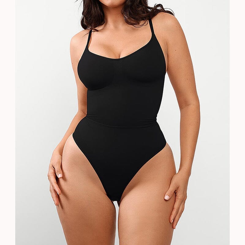 body dos nu gainant noir sans armature pour femme avec décolleté, invisible sous les vêtements, nommé june