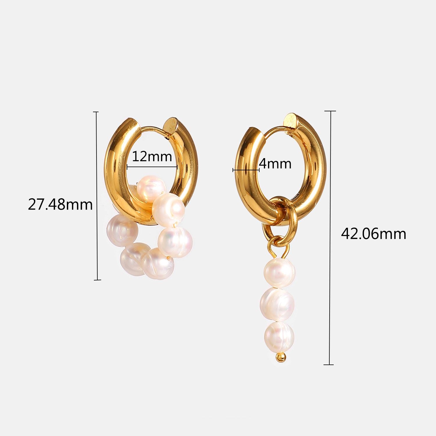 boucles d'oreilles en perles naturelles coralie sur monture en or avec dimensions précises pour une élégance raffinée