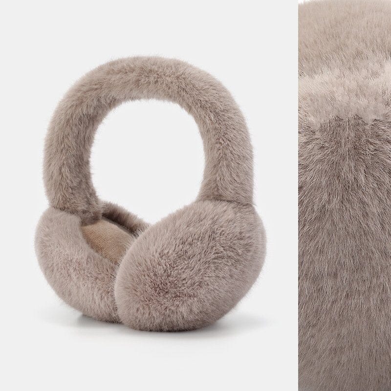 cache-oreilles en fausse fourrure beige marie, accessoire d'hiver chaud et confortable pour protéger les oreilles du froid