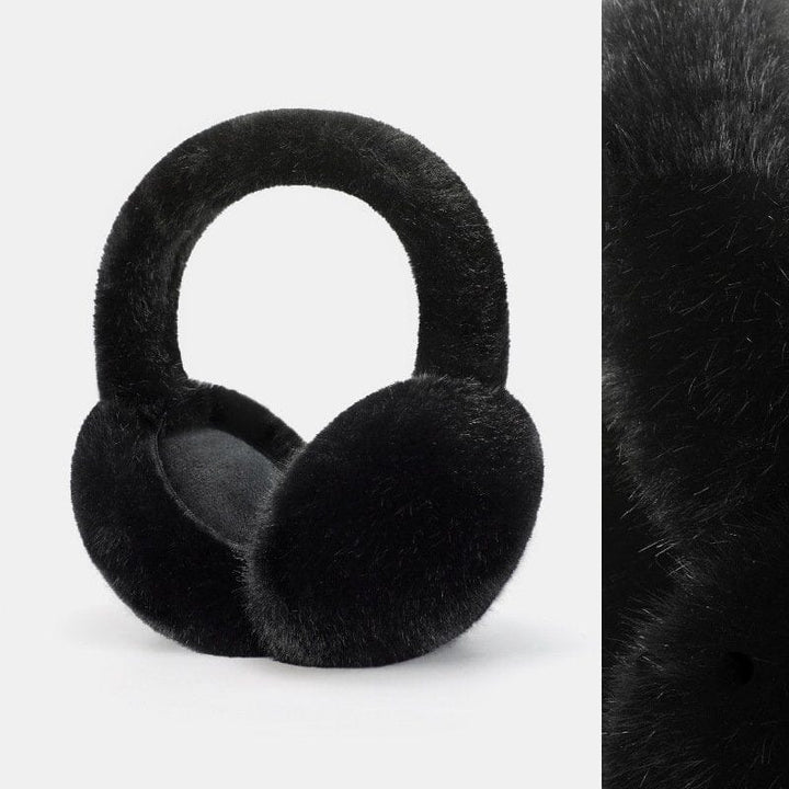 cache oreille marie en peluche noire pour l'hiver, accessoire chaleureux et élégant pour protéger les oreilles du froid