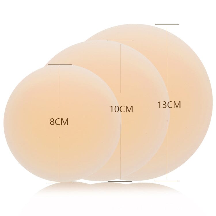 cache tétons invisibles en silicone sans adhésifs de tailles 8cm, 10cm et 13cm pour une discrétion optimale