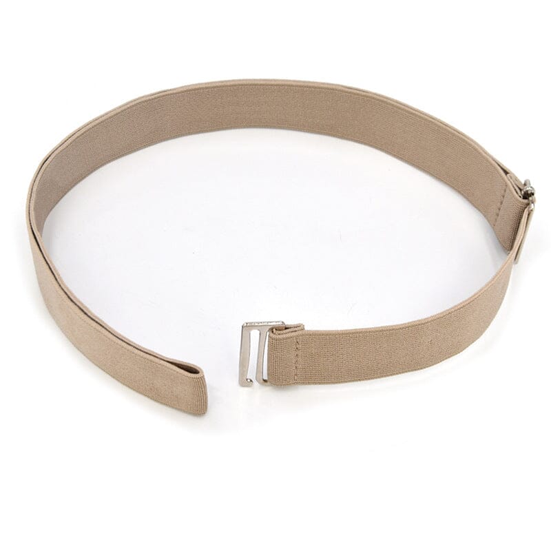 Abaodam Ceinture Élastique Réglable Sans Boucle - Taille Fine Beige/Blanc Similicuir PU, Idéale Baseball, Softball, Sport