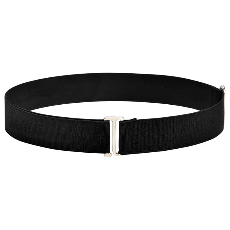 ceinture élastique noire avec boucle argentée samatha pour une touche élégante, adaptée à toutes les tenues