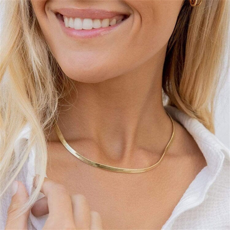 chaine dorée emma élégante, style maille miroir, accessoire moderne pour femme à la mode, collier raffiné