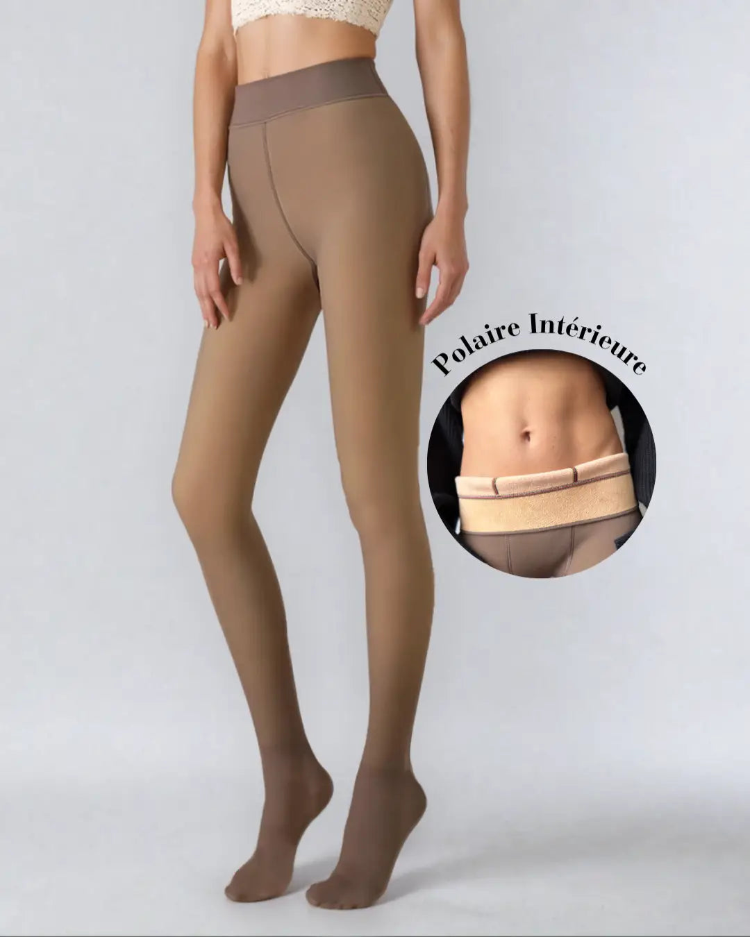 Collant translucide avec doublure polaire, offrant élégance et chaleur idéale pour l'hiver tout en restant glamour.