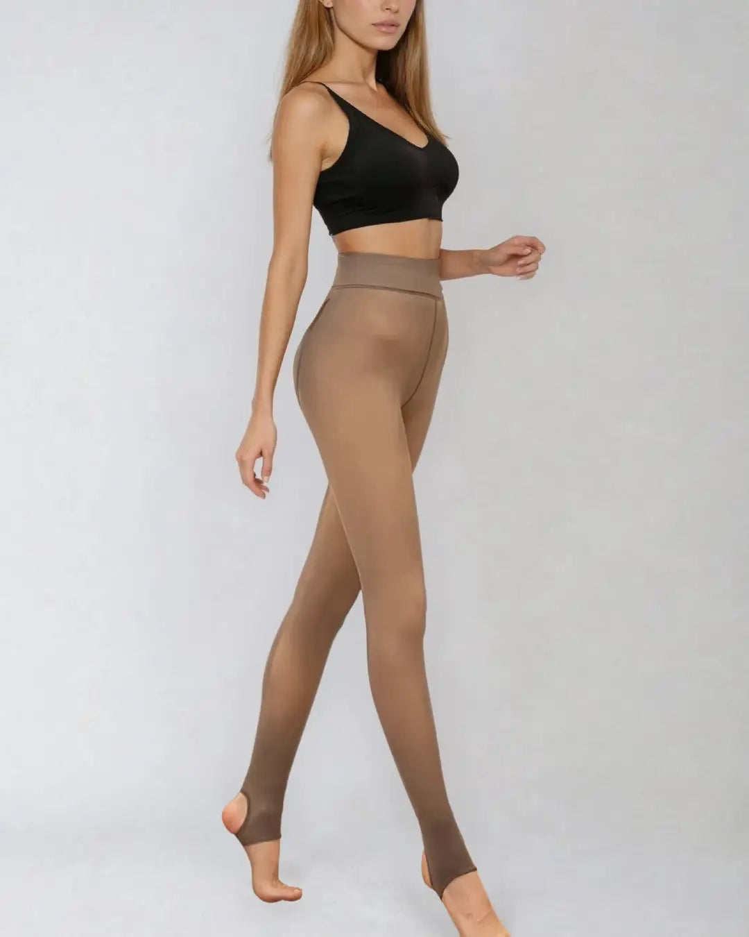 Collant polaire transparent ultra confortable et chaud, idéal pour l'hiver, avec finition translucide moderne et élégante.