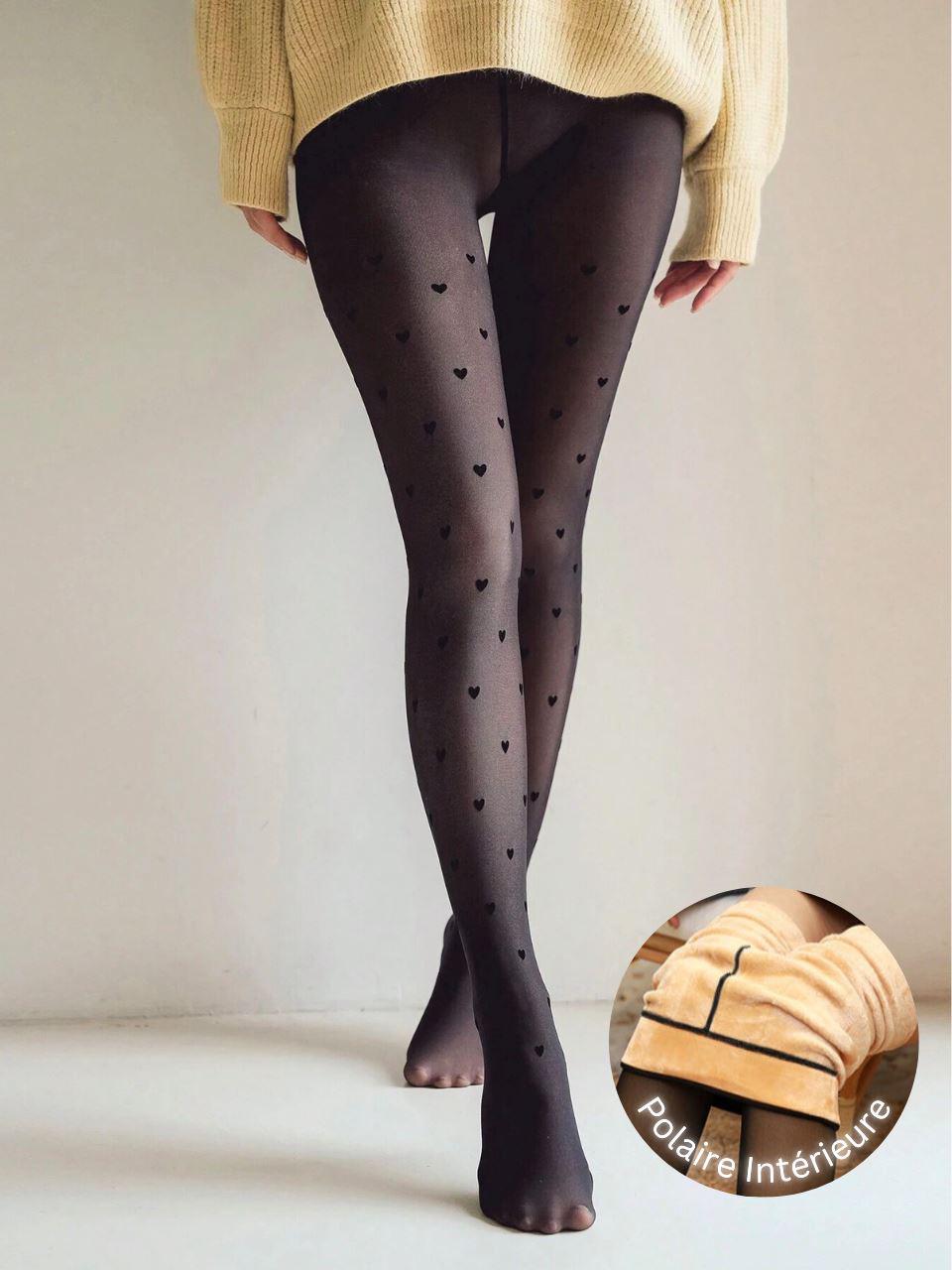 Collant Coeur Doublé Polaire Jambes affinées bien au chaud