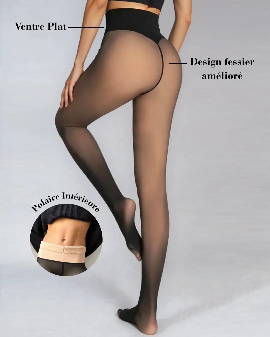 Collant polaire ventre plat Elsa avec intérieur thermique et design fessier amélioré pour confort et chaleur optimale.