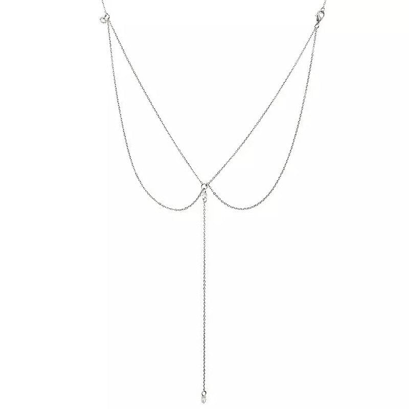 collier délicat pour dos avec bijou central - modèle evelyne en argent élégant et minimaliste, idéal pour tenues de soirée