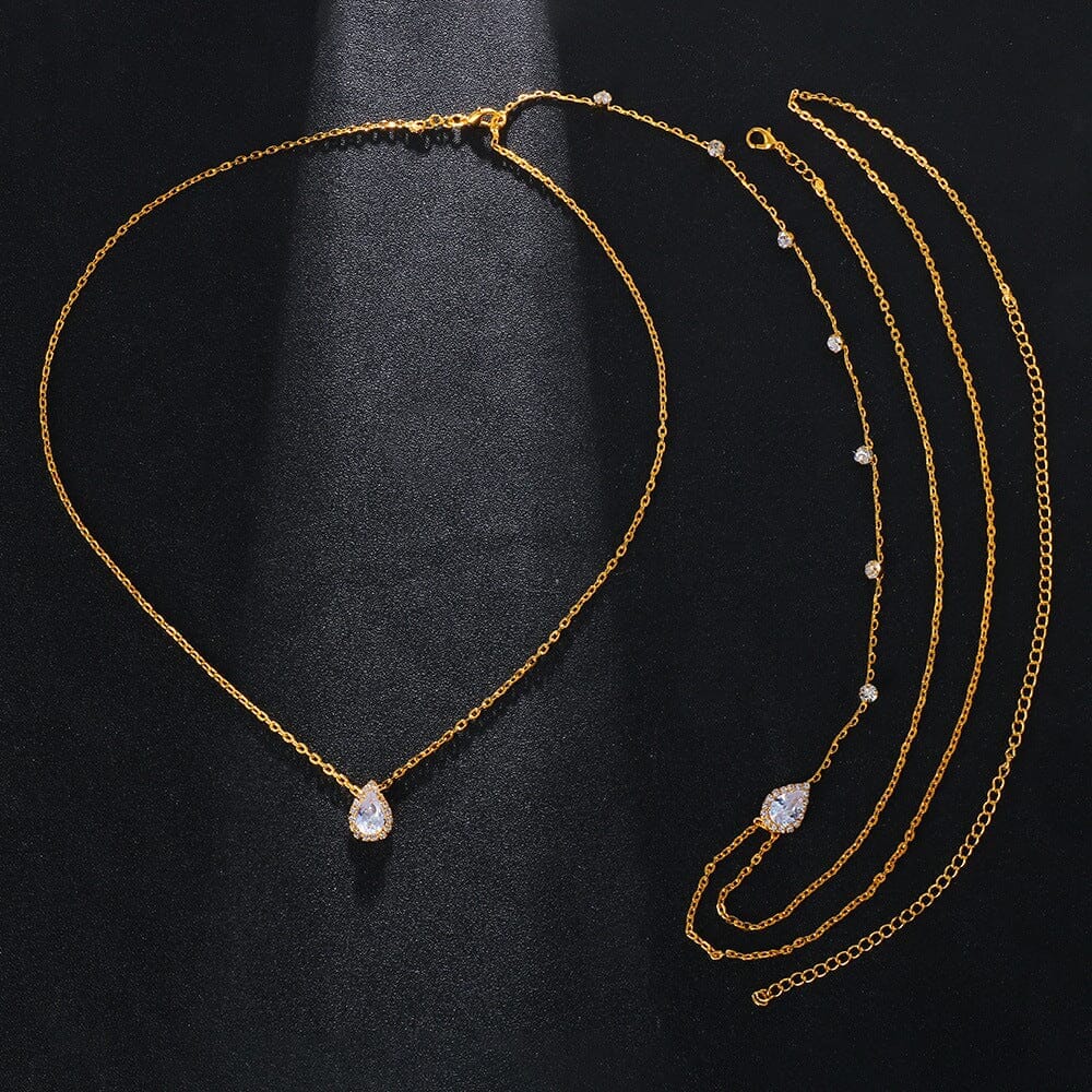 collier de dos doré élégant pour mariage avec pendentif et perles, modèle justine pour une mariée sophistiquée