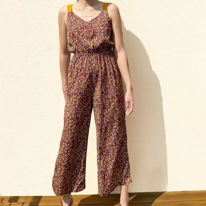 combinaison fleurie nœud dos lullaby en tissu léger et élastique pour une silhouette confortable et élégante en été