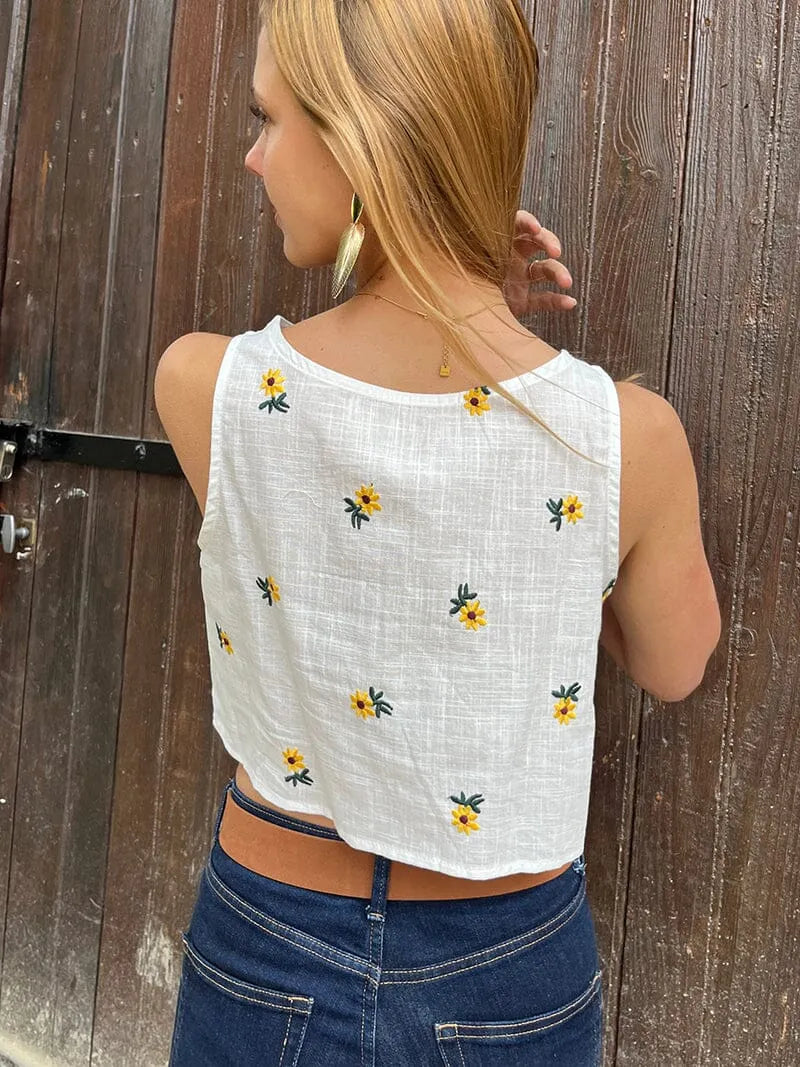 Crop Top Maillot Court Femme Crop Top Fleuri Les Petits Imprimés