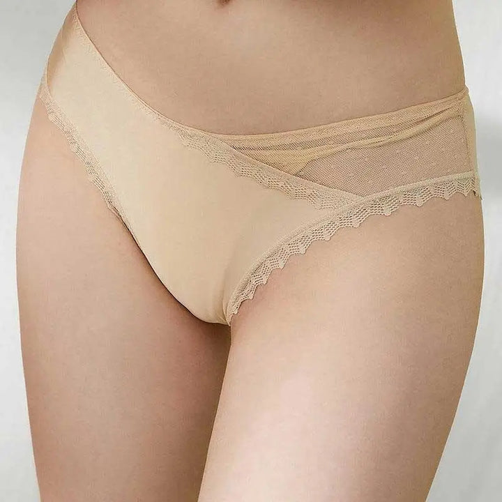 culotte invisible à pois beige avec dentelle fine pour un confort optimal au quotidien - modèle candice