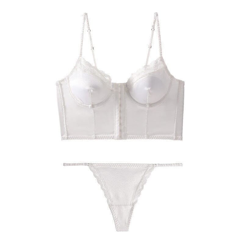 ensemble lingerie femme eliana élégant soutien-gorge bustier en dentelle blanche avec tanga assorti