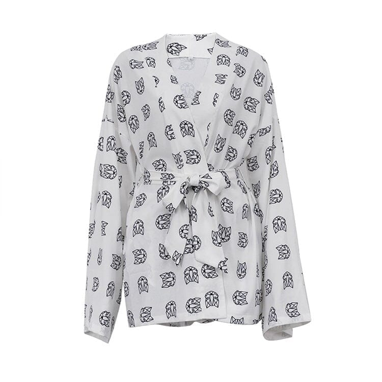 ensemble pyjama helena pour femme avec motif graphique en noir et blanc, comprenant un short et un haut à manches longues