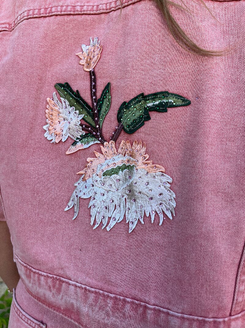 Jean CAMBIO Motif Troué Broderie Rivets Rose Taille 34 - Neuf Avec étiquettes - Style Décalé