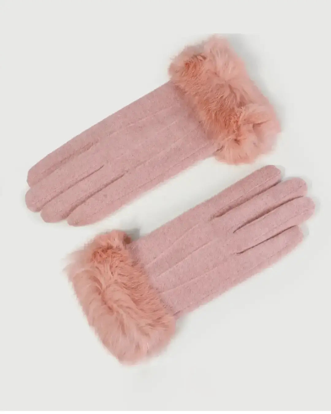 Gants en cachemire roses pour femmes avec bordure en fausse fourrure, design élégant et tactile, modèle Lisa.