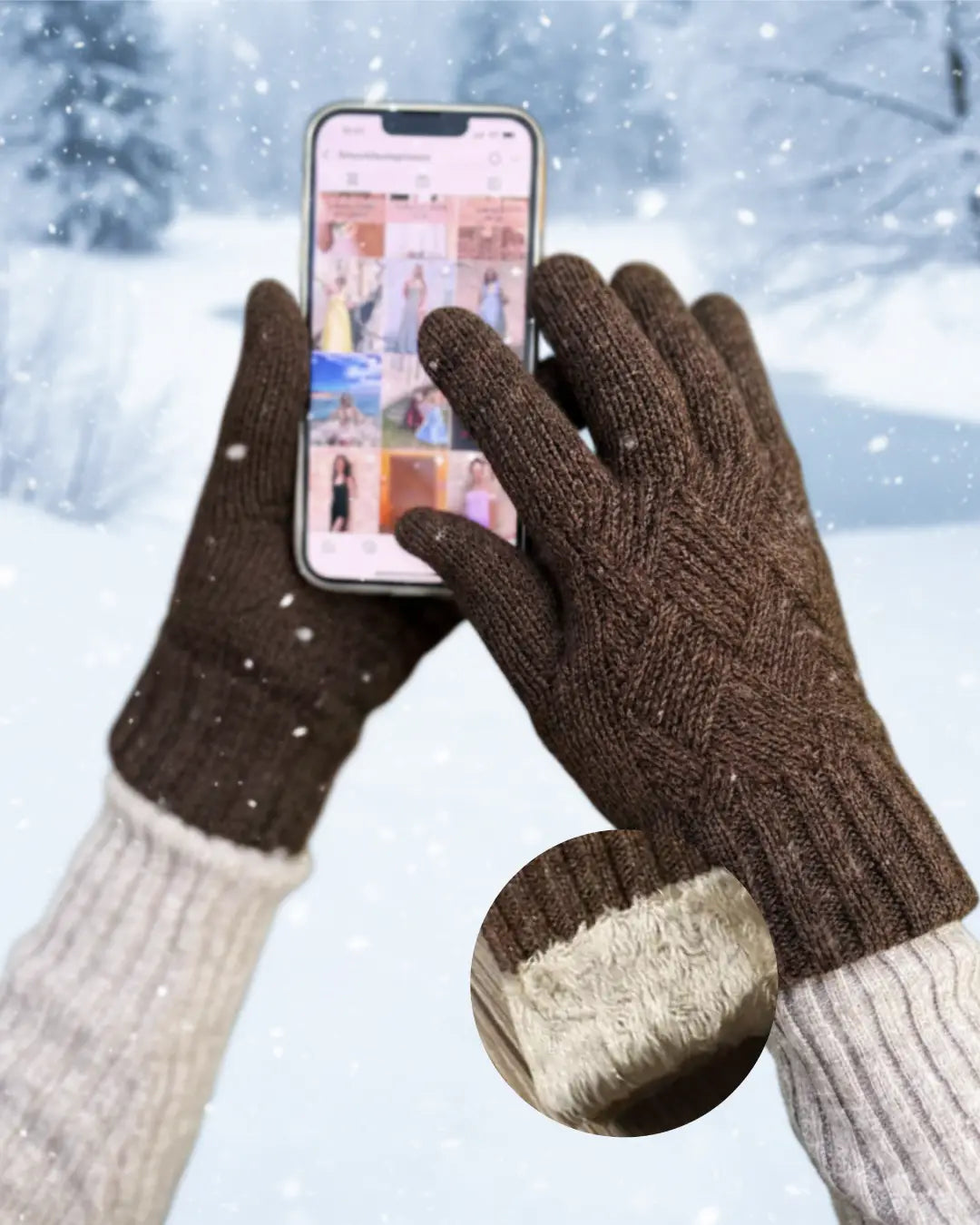 Gants polaire tactiles pour femme, parfaits pour utiliser un smartphone en hiver, avec doublure chaude et confortable.