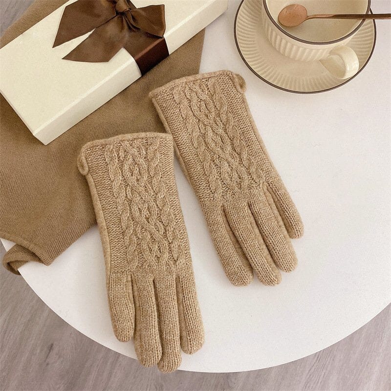gants en polaire tactile pour femme léna élégants avec motif tressé, parfaits pour cadeaux d'hiver et usage quotidien