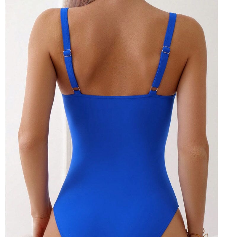 maillot de bain 1 pièce sculptant nora, couleur bleu éclatant, dos nu, élégant et ajustable pour un maintien parfait