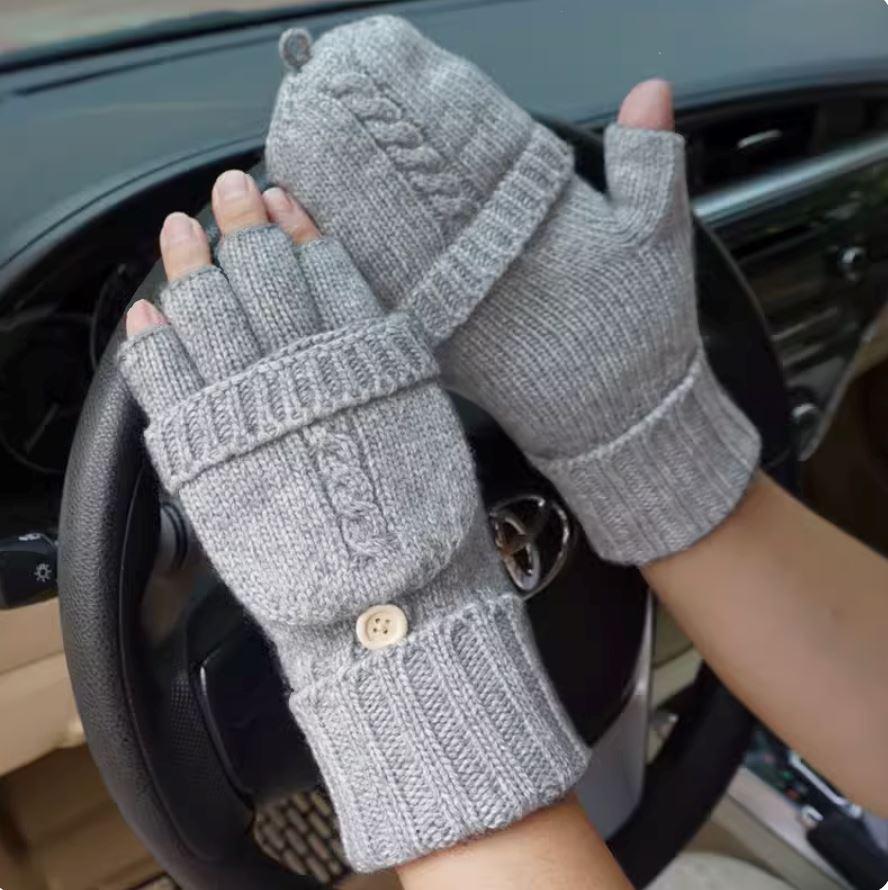 Mitaines Demi-Doigts Hiver Pour Femmes - Tricotées Chaudes Et Élégantes