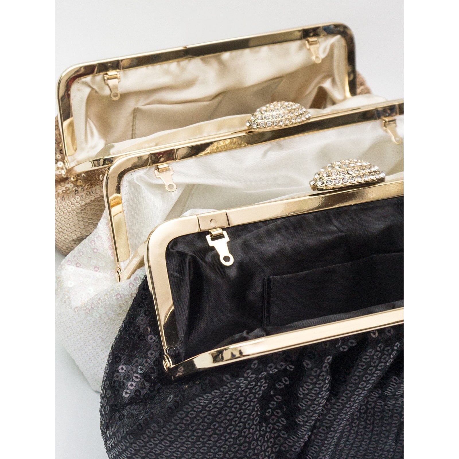 Pochette De Soirée Strass Avec Collier Assorti - Doré - Chaîne Ajustable - Sac Bandoulière Ou Clutch - Pour Mariage, Soirée Chic