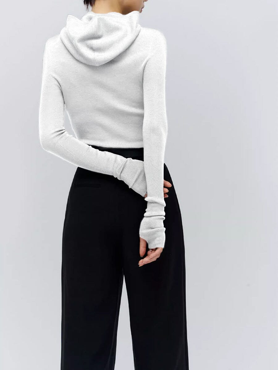 Femme portant Pull Manches Mitaines - Victoire Blanc - Les Petits Imprimés