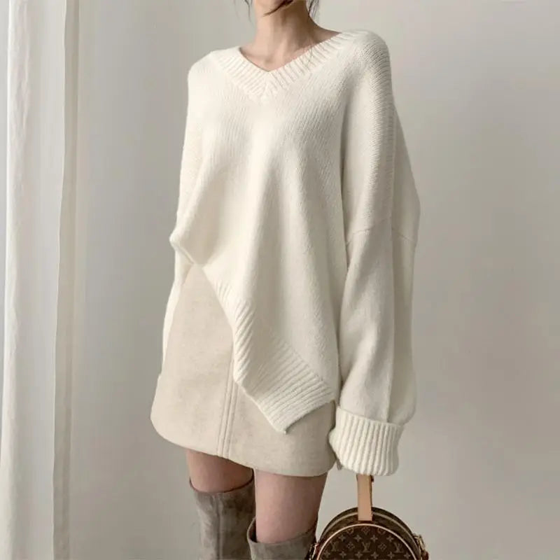 Pull oversize blanc pour femme charline, idéal pour un look élégant et confortable, parfait pour toutes les saisons.