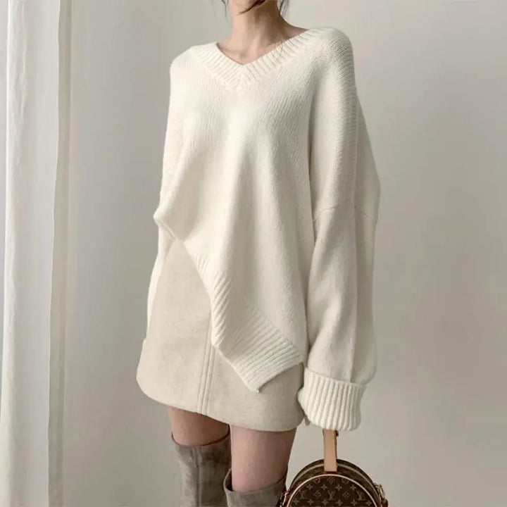 Pull oversize blanc pour femme charline, idéal pour un look élégant et confortable, parfait pour toutes les saisons.