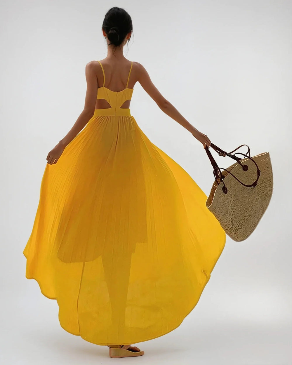 yellow dresses long Dress DB2024 party dresses for ladies Color:white+ red oak