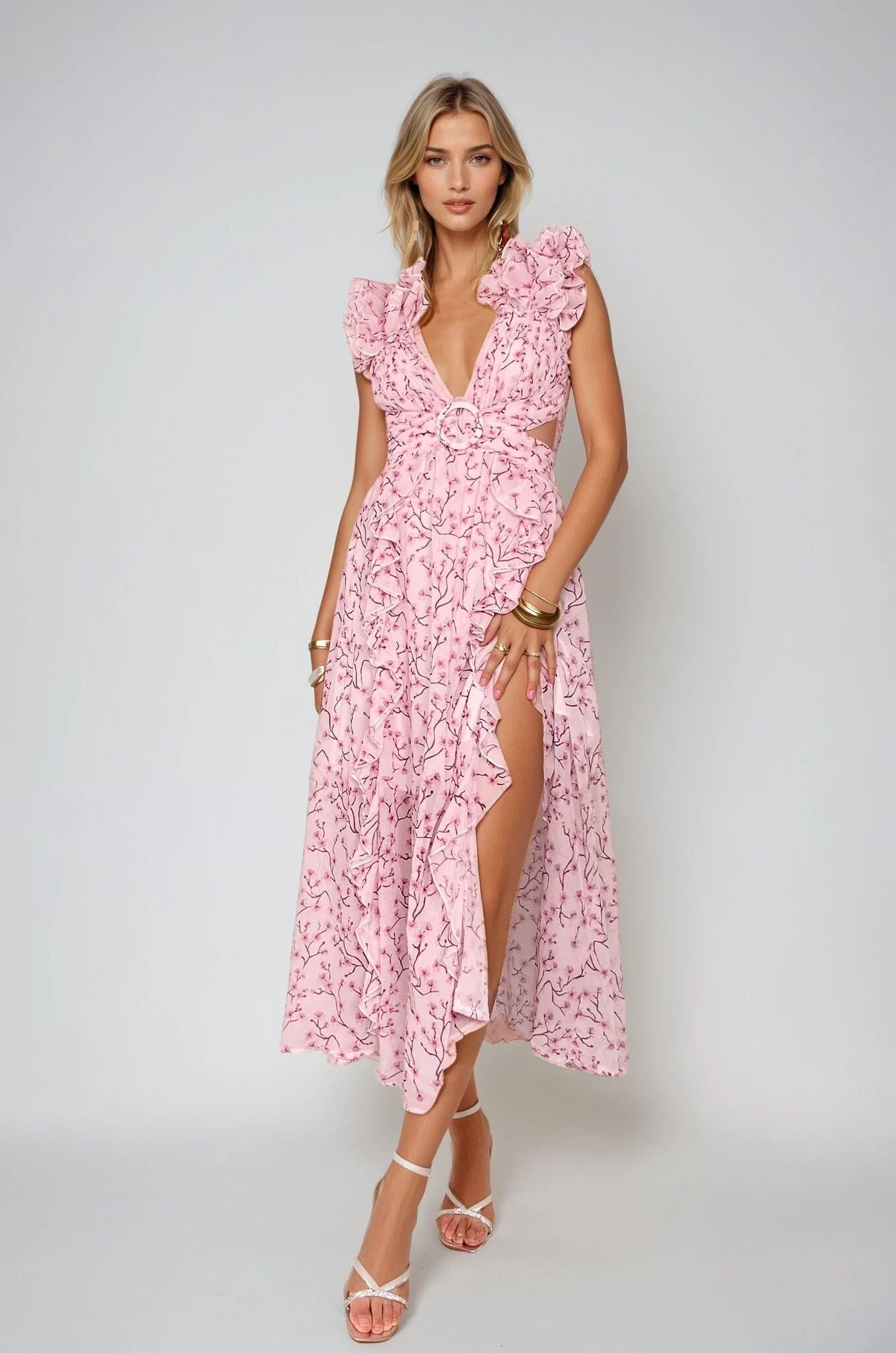 light pink bohemian dress Long Black Brocade Queen Dress prom-dresses Size:7 1/2