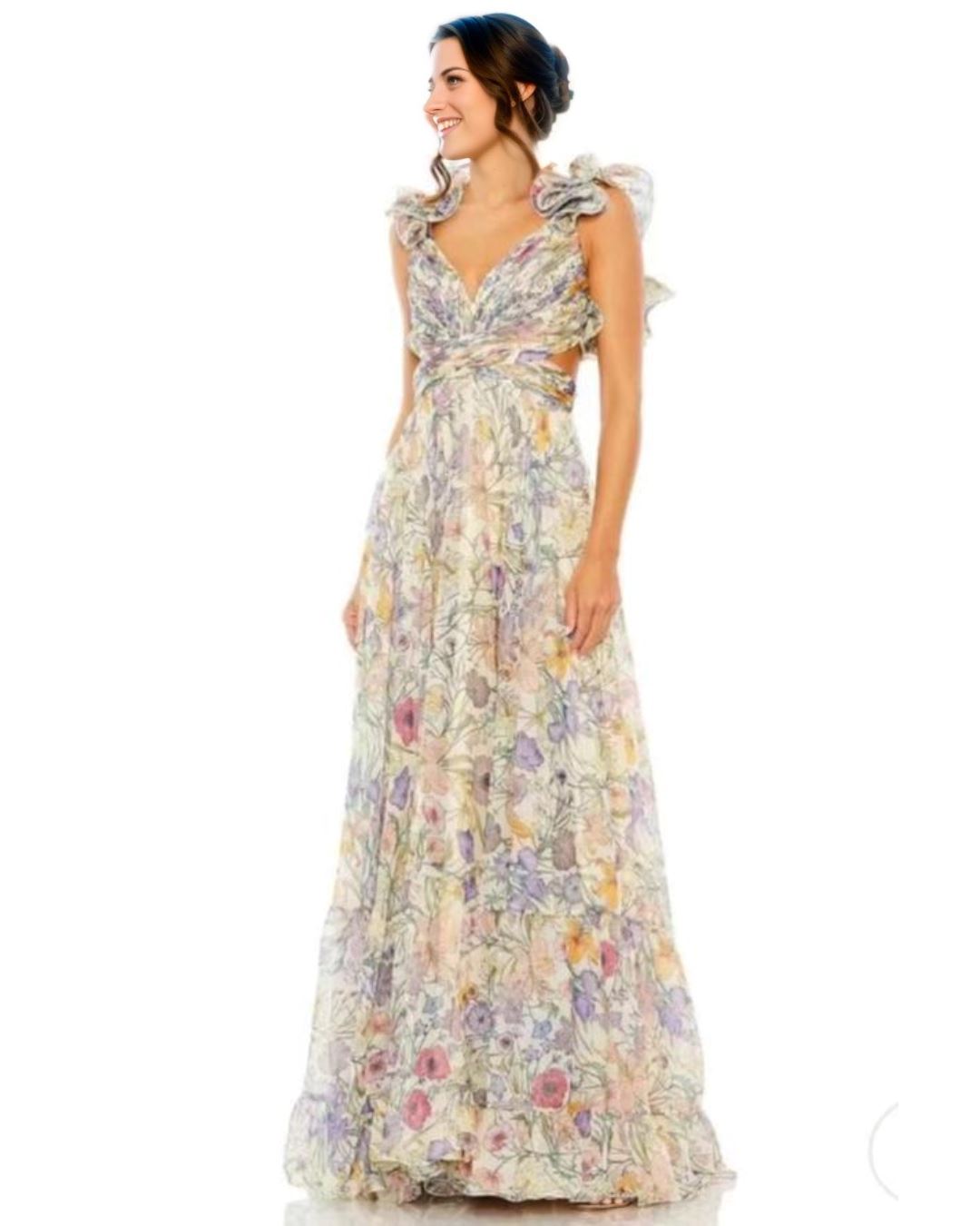 Robe Invitée Mariage Maya Deluxe - Manches Longues Col V Vert, Paillettes Et Tulle Élégante
