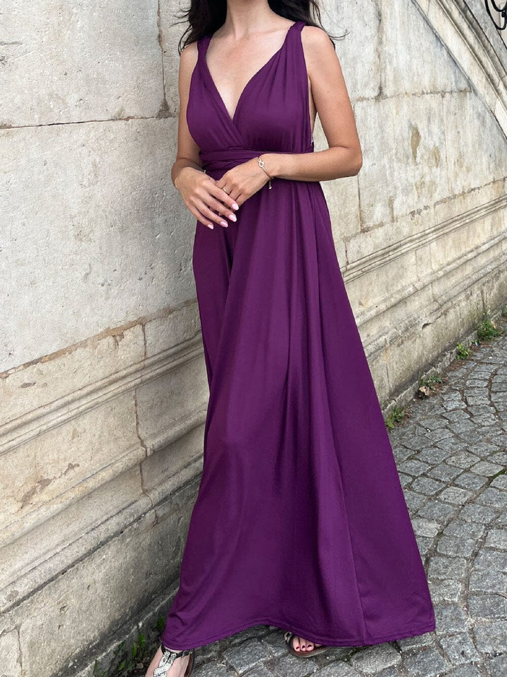 Robe multiposition Odyssée violette, élégante et polyvalente, parfaite pour toutes les occasions formelles et festives.