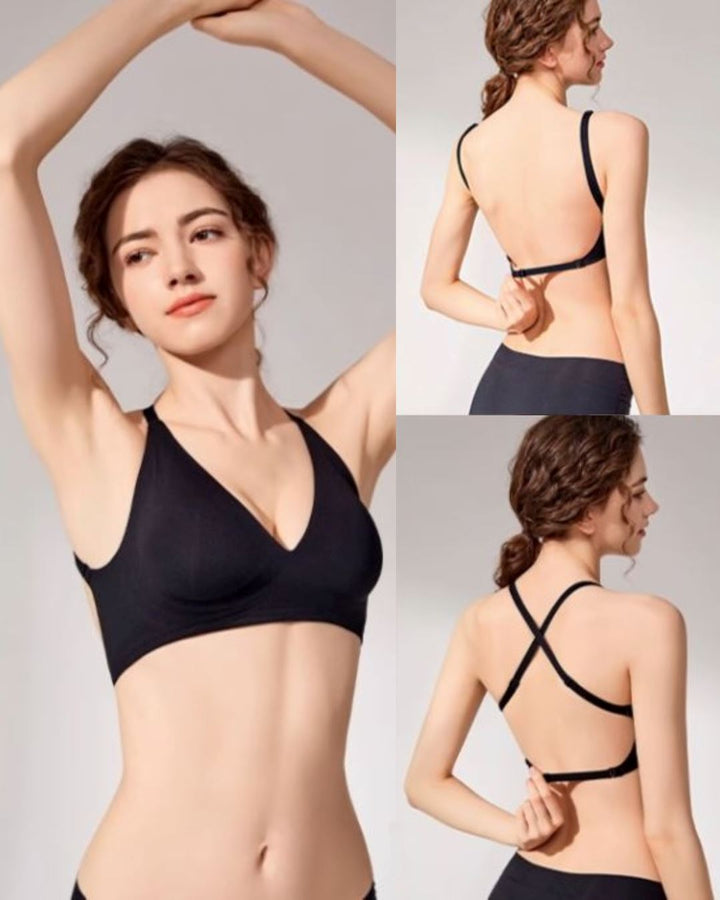 Soutien-gorge ampliforme dos nu Eléa en noir, idéal pour un maintien et confort, avec style élégant et moderne.