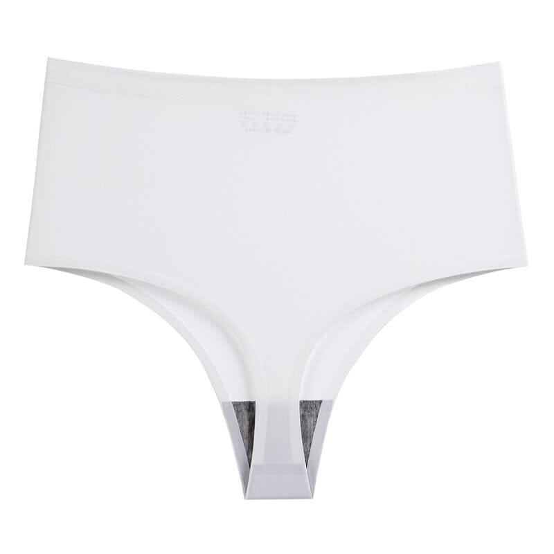 tanga taille haute blanc pour femme - modèle maurine avec bande élastique confortable à la taille et coutures fines