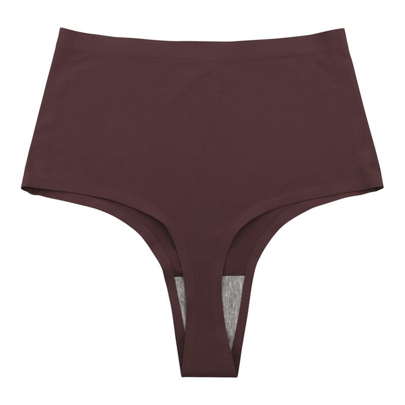 tanga taille haute maurine en tissu marron de qualité, offrant confort et style pour un look élégant et moderne