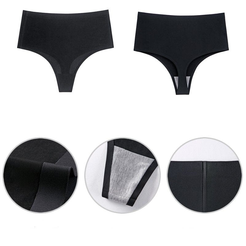 tanga taille haute maurine noir avec détails de coutures et gousset en coton pour confort et maintien optimal