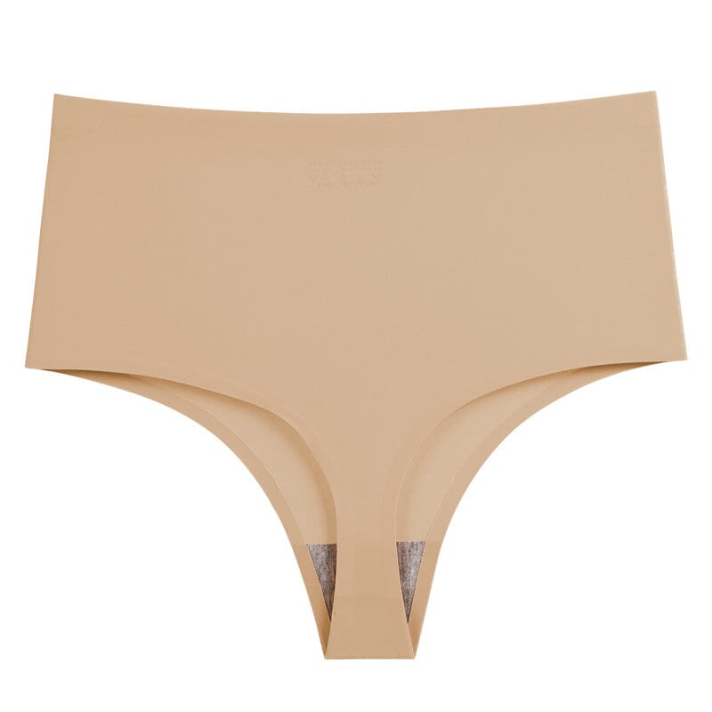 tanga taille haute maurine en microfibre beige, style élégant et confortable pour une silhouette affinée