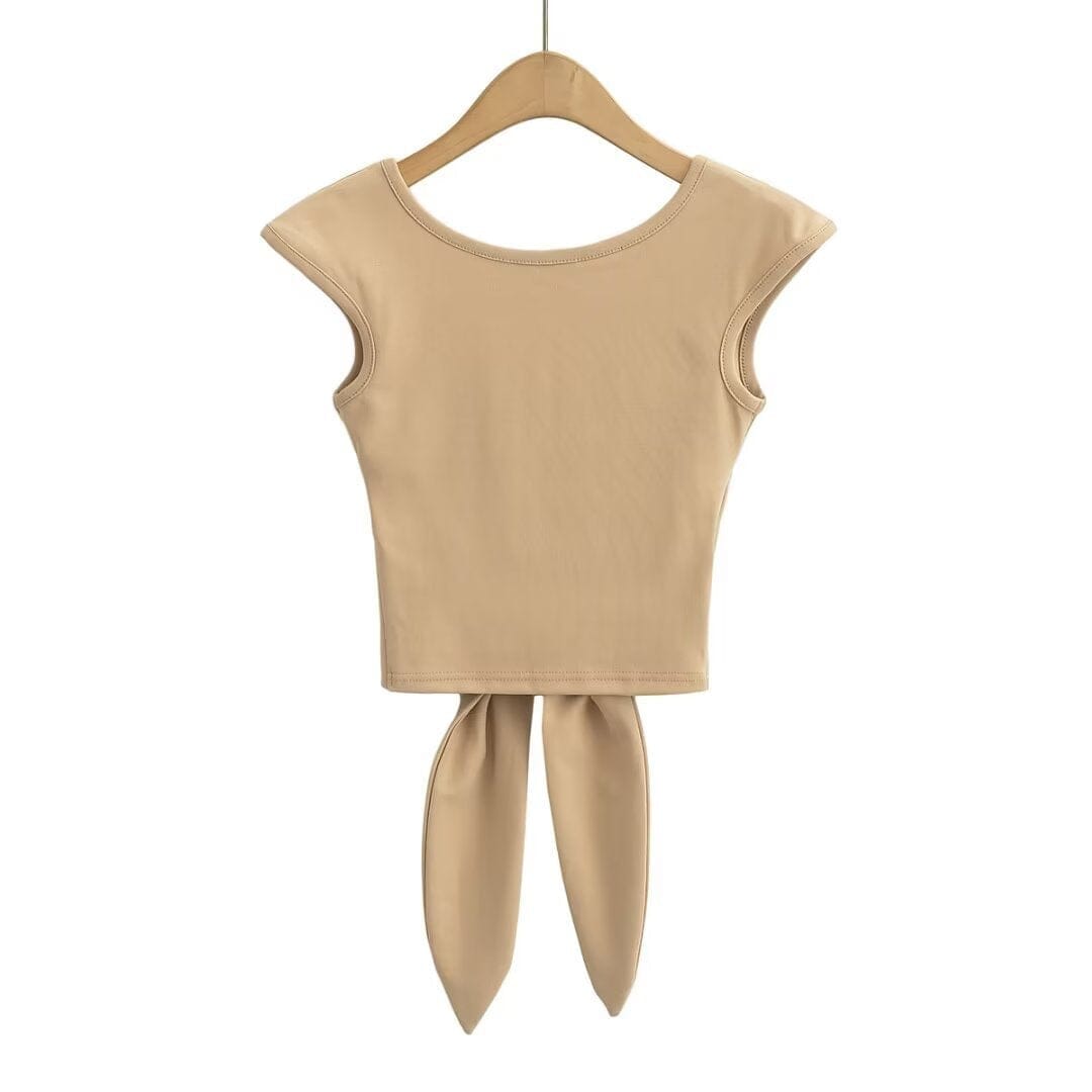 T Shirt Dos Nu Nœud élégant et matière douce respirante – Les